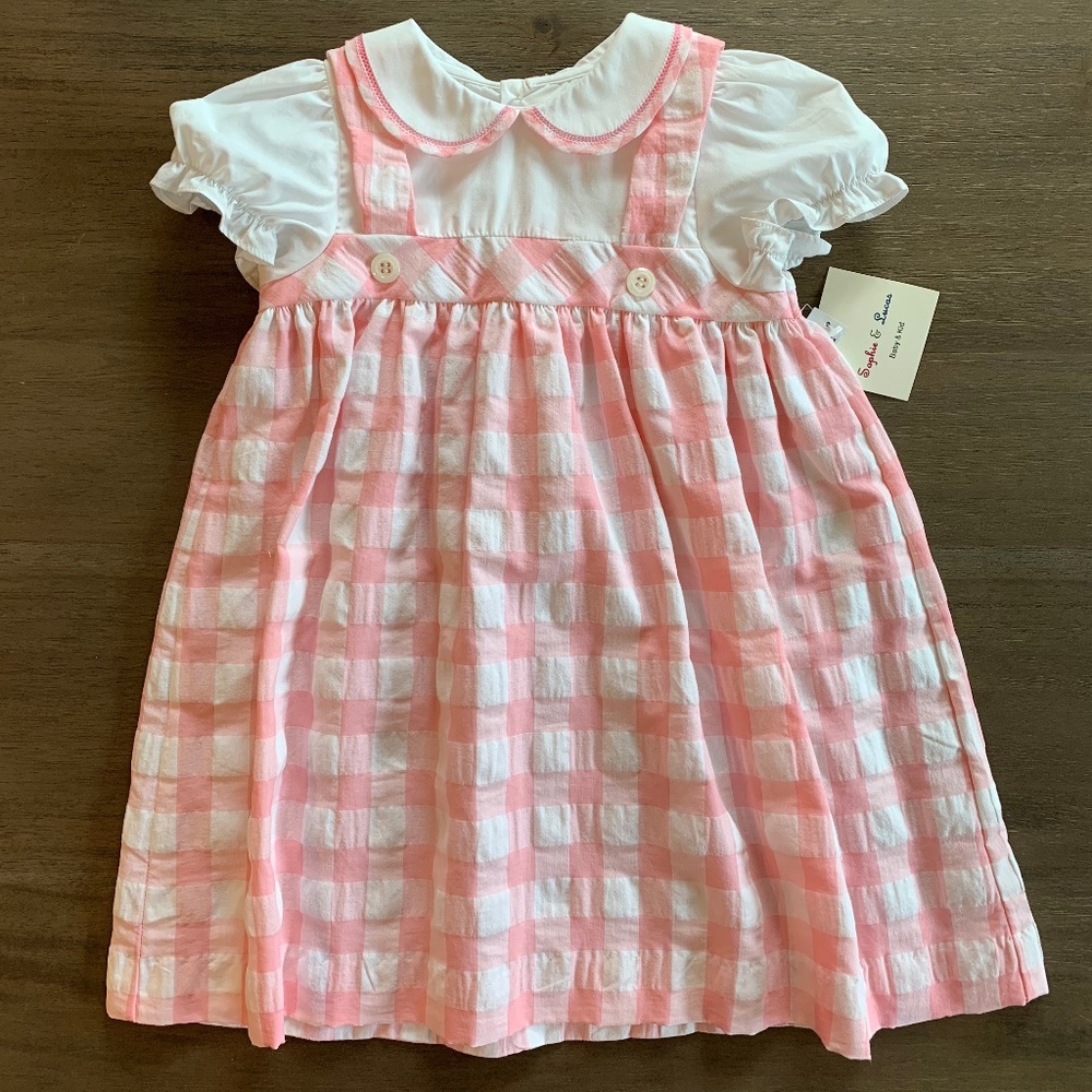 New Girls Sophie & Lucas Large Pink Gingham Dress
